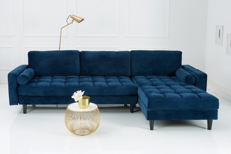 Extravagante Chesterfield-ontwerp hoekbank met 3 plaatsen COSY VELVET donkerblauwe fluwelen kernzithoek - Img 4