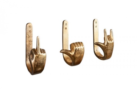 Extravagante kapstokhaken FINGERS goud set van 3 wandkapstok - Img 7