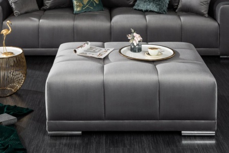 Extravagante kruk ELEGANCIA 110 cm zilvergrijs fluweel met sierstiksels - Img 3