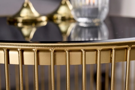 Filigraan design salontafel VARIATION 80cm goud zwart glas handwerk - Img 5
