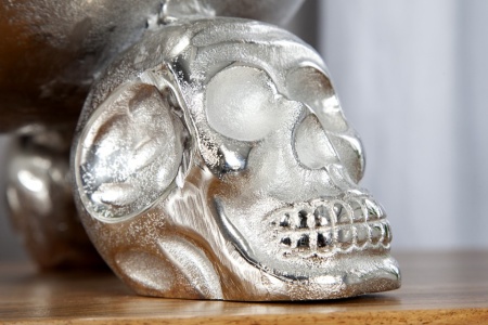 fruitschaal SKULL 35 cm zilveren aluminium schedelschaal - Img 5