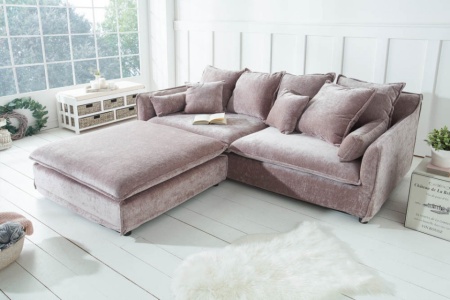 Grote Poef hocker HEAVEN 100cm taupe fluweel in landelijke stijl - Img 3