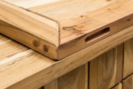 Handgemaakte barkast Moskou 130 cm acacia massief hout 3D effect - Img 6