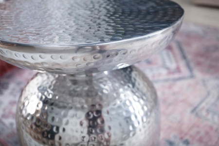 Handgemaakte bijzettafel 36 cm zilver hamerslag design - Img 5