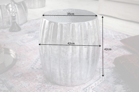 Handgemaakte bijzettafel 42 cm zilver met gehamerd design - Img 2