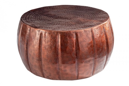 Handgemaakte salontafel 65cm koper met gehamerd design - Img 8