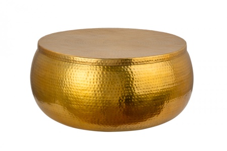 Handgemaakte salontafel met opbergruimte STORAGE 70cm goud gehamerd design - Img 5