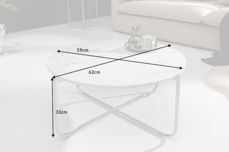 Handgemaakte salontafel NOBLE 62 cm wit afneembaar marmeren blad - Img 2