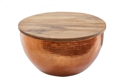 Handgemaakte salontafel ORIENT STORAGE 60cm koper mangohout met opbergruimte - Img 7