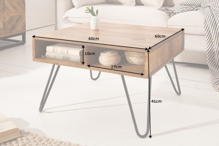 Handgemaakte salontafel SCORPION 60 cm Sheesham haarspeldpoten - Img 7
