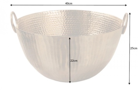 Handgemaakte sierschaal ROND 40 cm goudkleurig metaal gehamerd design - Img 2