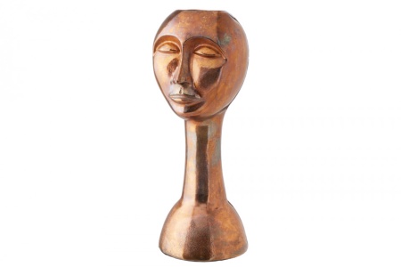 Handgemaakte vaas FACE 50cm koperlook antiek aluminium abstract - Img 8