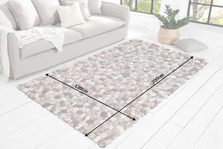Handgeweven scheerwollen tapijt LIVING 200x120cm grijs vilt steen look - Img 7
