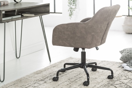 In hoogte verstelbare bureaustoel taupe met quilting - Img 7