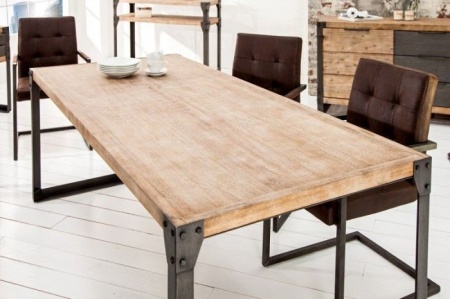 Industrieel design eettafel FACTORY 200cm acacia wit gekalkt - Img 3