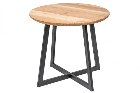 Industriële bijzettafel 50 cm eiken geolied zwart frame - Img 7