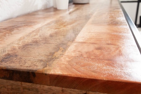Industriële console tafel of bureau tafel INDUSTRIAL 120cm Mango met zwarte poten - Img 5