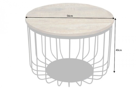 Industriële salontafel LOFT 56 cm natuurlijk massief mangohout - Img 2