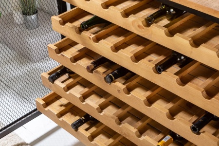 Industriële wijnkast BODEGA 127 cm naturel grenen wijnrek voor 55 flessen - Img 5