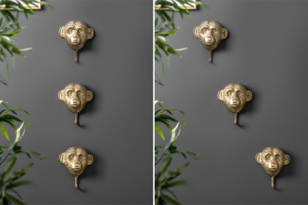 Kapstok Apen set van 3 Haken 25 cm goud - Img 8