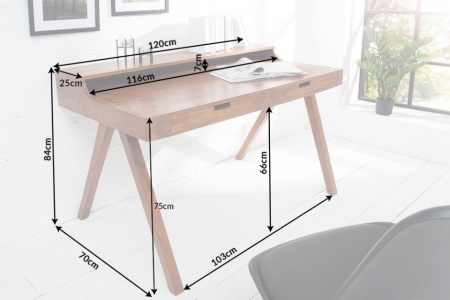 Massief bureau 120 cm acacia bureau met een opvallende afwerking - Img 3