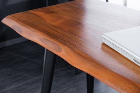 Massief bureau WILD 110 cm acaciahouten boomrand met metalen ladepoten - Img 5