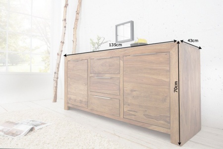 Massief dressoir PURE 135 cm palissander met sheeshamsteen afwerking - Img 2