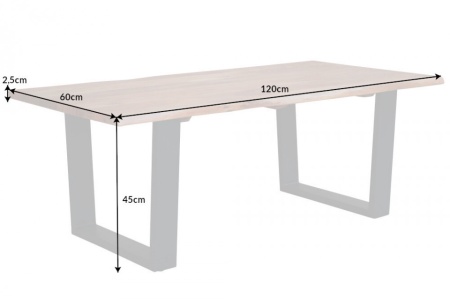 Massief houten salontafel MAMMUT 120cm natuurlijk acacia V-frame zwart 2,5cm tafelblad - Img 2