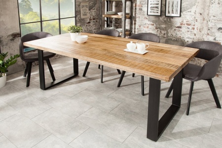 Massief Mangohout eettafel 180 cm ijzer industrieel design - Img 7
