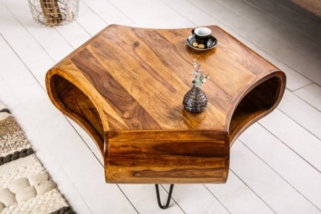 Massief sheesham hout salontafel met onder opbergruimte - Img 2
