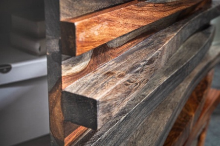Massief tv-lowboard RELIEF 150 cm rookafwerking Sheesham hout met een uitgewerkte voorkant - Img 6