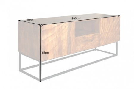 Massief tv-meubel SCORPION 160 cm mangohout uitgebreid 3D-snijwerk - Img 6