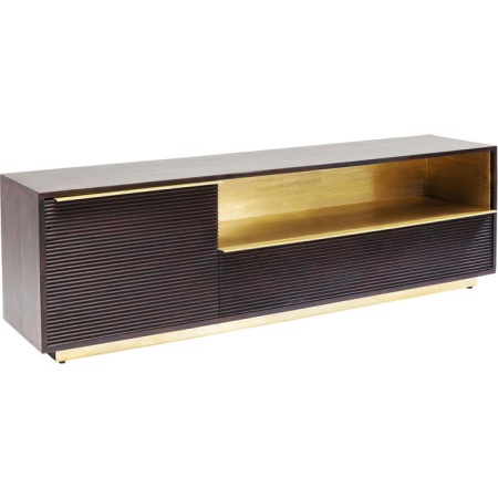 Massiefhout tv meubel 150cm bruin goud - Img 3