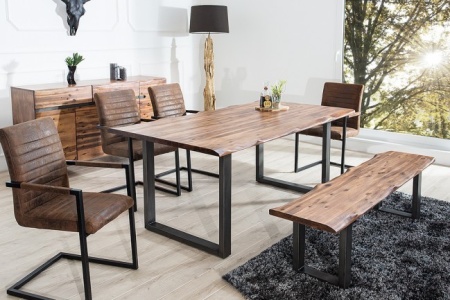 Massieve Acacia eiken-houten tafel Genesis 160cm Industrial look - Img 5