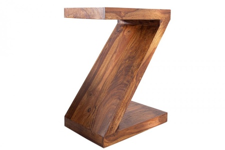 Massieve bijzettafel Z 45cm Sheesham steenafwerking Z-vorm unieke nerf - Img 8