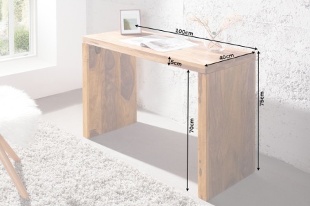 Massieve consoletafel MAKASSAR 100 cm Sheesham Stone Finish bureau - Img 7