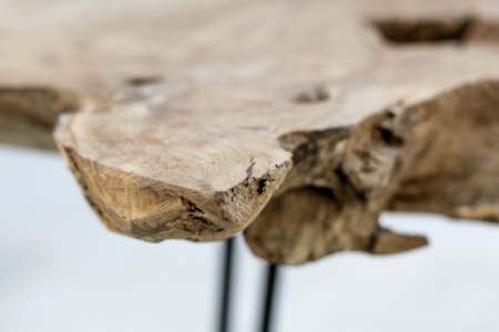 Massieve consoletafel WILD 120 cm teak massief houten boomschijf Haarspeldpoten - Img 2