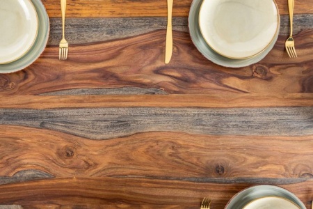 Massieve eettafel FIRE &amp; EARTH 200cm sheesham hout grijze rookafwerking unieke nerf - Img 3