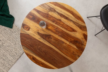 Massieve eettafel MAKASSAR 80cm sheesham rond met haarspeldpoten - Img 4