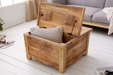 Massieve salontafel IRON CRAFT mangohouten ladekast van 70 cm met lades - Img 5