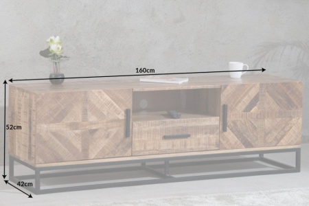 Massive TV-Board 160 cm Mango Wood industrieel ontwerp - Img 8