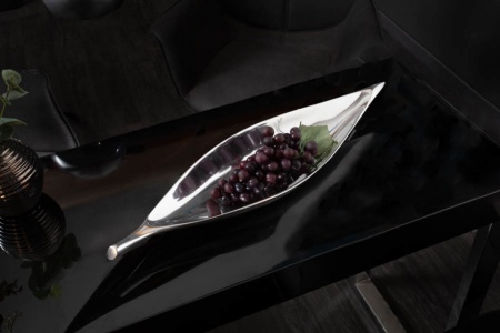 Moderne decoratieve schaal SILVER LEAF 41 cm zilver aluminium - Img 3
