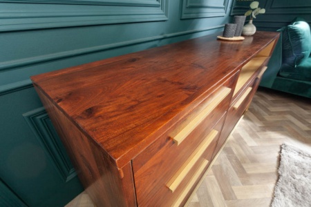 Moderne dressoir acaciahout 165 cm bruin goud 165cm - Img 5