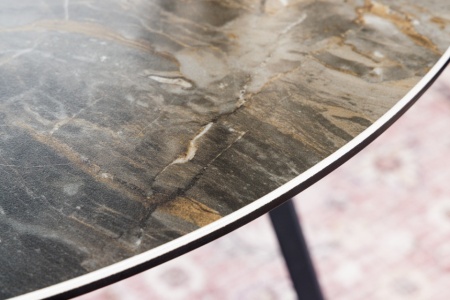 Moderne salontafel MARVELOUS 70 cm taupe zwart metaal marmer keramiek gemaakt in Italië - Img 7