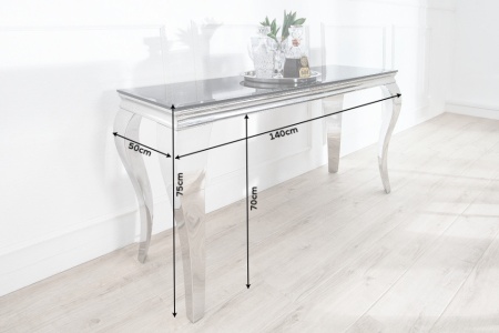 Moderne Sidetable console tafel MODERN BAROK 140 cm zwart roestvrij staal opaal glazen tafelblad - Img 8
