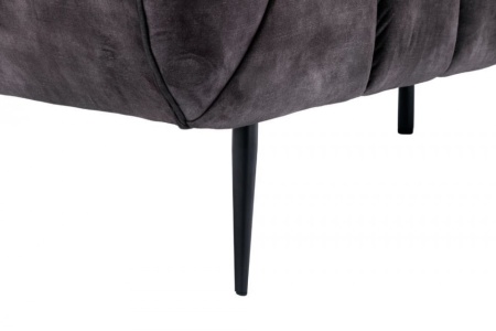 Retro 3-zitsbank NOBLESSE 225 cm grijze fluwelen stof met decoratief stiksel - Img 5