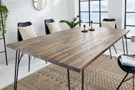 Retro eettafel SCORPION 160 cm acacia bruin verweerde haarspeldpoten - Img 3