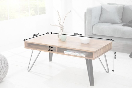 Retro salontafel SPIDER Sheesham 100cm metalen poten Stone Finish - Img 7