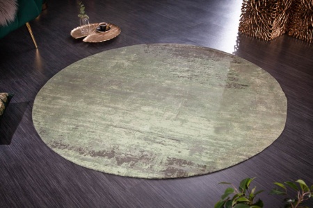 Rond Trendy Vintage vloerkleed 150 cm groen gewassen used look - Img 3