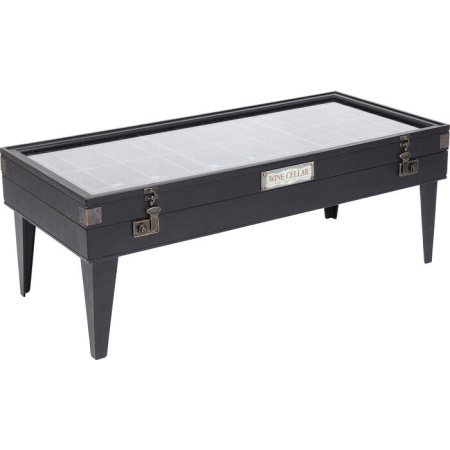 Salontafel Collector Zwart 122x55cm met vakjes en wijnhouder - Img 2